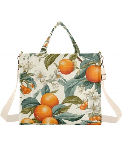 Corduroy Tote Bag for Women, Bumper Oranges Tote Bag Crossbody Hobo Handbag Shoulder Bag for Work Travel Flower 331 $16.49 Totes