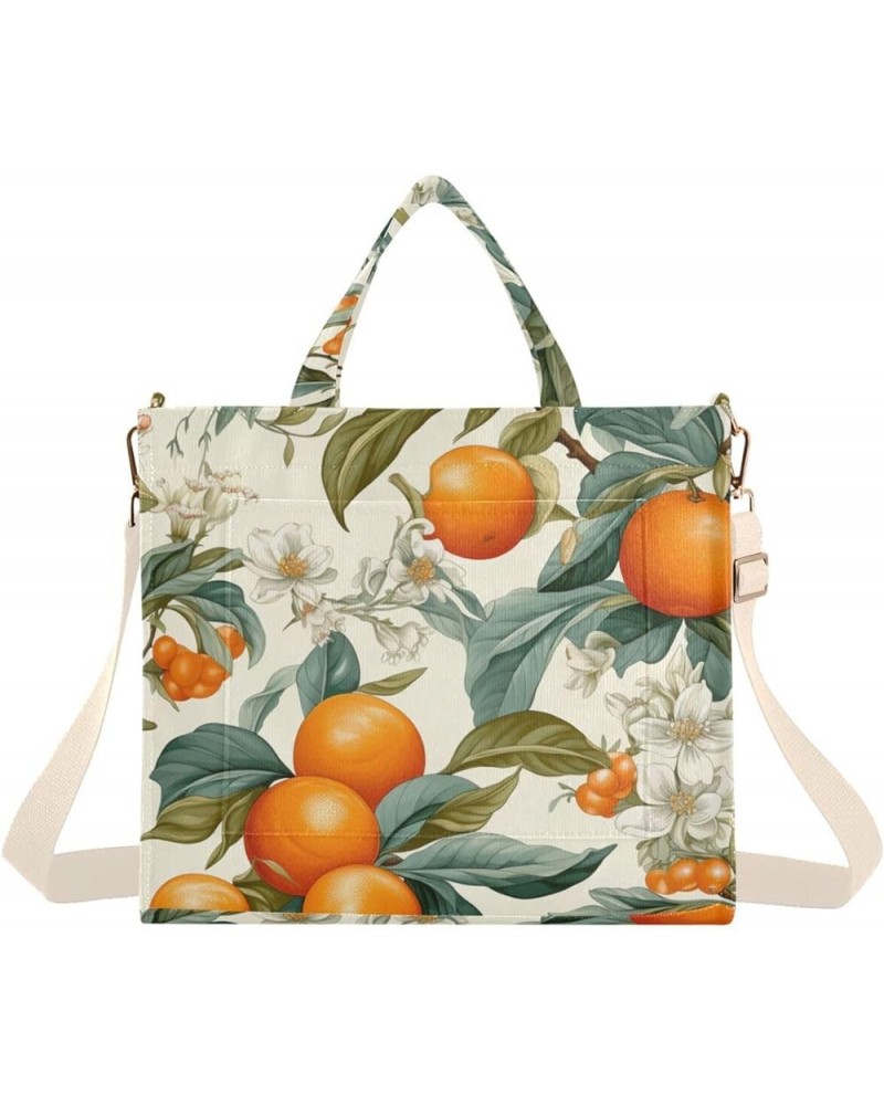 Corduroy Tote Bag for Women, Bumper Oranges Tote Bag Crossbody Hobo Handbag Shoulder Bag for Work Travel Flower 331 $16.49 Totes