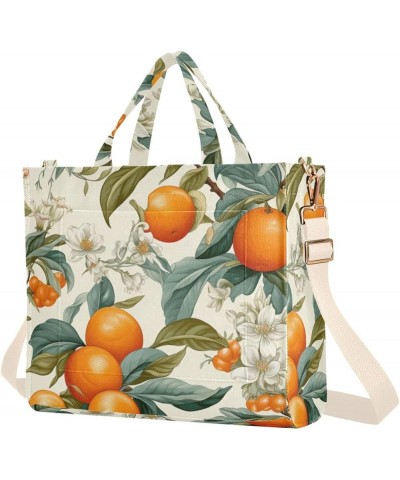 Corduroy Tote Bag for Women, Bumper Oranges Tote Bag Crossbody Hobo Handbag Shoulder Bag for Work Travel Flower 331 $16.49 Totes