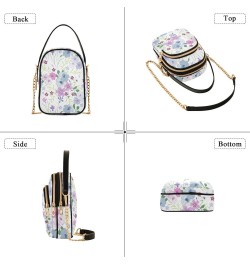 Puple Floral Flowers Crossbody Bags for Women Small Shoulder with Detachable Straps, Trendy Cell Phone Purse Shoulder Handbag...