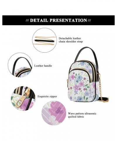 Puple Floral Flowers Crossbody Bags for Women Small Shoulder with Detachable Straps, Trendy Cell Phone Purse Shoulder Handbag...