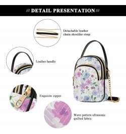 Puple Floral Flowers Crossbody Bags for Women Small Shoulder with Detachable Straps, Trendy Cell Phone Purse Shoulder Handbag...