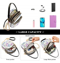 Puple Floral Flowers Crossbody Bags for Women Small Shoulder with Detachable Straps, Trendy Cell Phone Purse Shoulder Handbag...