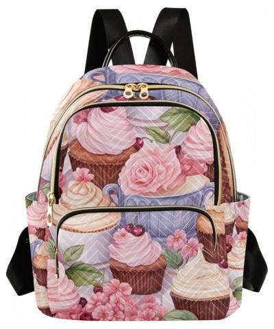 Rainbow Soccer Ball Stylish Ladies Backpack, Sturdy Women's Backpack, Womens Vacation Backpack, S Watercolor Cupcakes-4 Mediu...