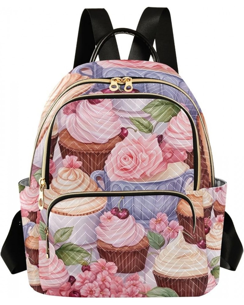 Rainbow Soccer Ball Stylish Ladies Backpack, Sturdy Women's Backpack, Womens Vacation Backpack, S Watercolor Cupcakes-4 Mediu...