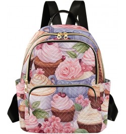 Rainbow Soccer Ball Stylish Ladies Backpack, Sturdy Women's Backpack, Womens Vacation Backpack, S Watercolor Cupcakes-4 Mediu...