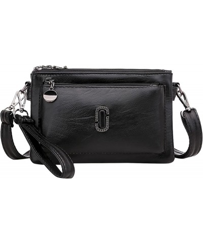 Multi Layer Small Bag Women'S Bag All Pu Leather Simple Shoulder Messenger Bag Fashion Mobile Phone Computer Black $17.04 Sho...