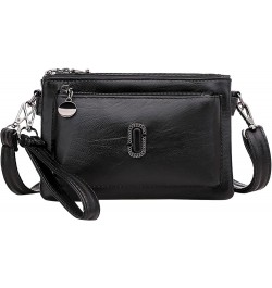 Multi Layer Small Bag Women'S Bag All Pu Leather Simple Shoulder Messenger Bag Fashion Mobile Phone Computer Black $17.04 Sho...