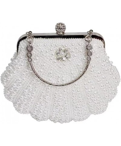 Pearl Bead Women Evening Bag Bead Rhinestone Wedding Party Clutch Purse With Chain White $19.51 Evening Bags