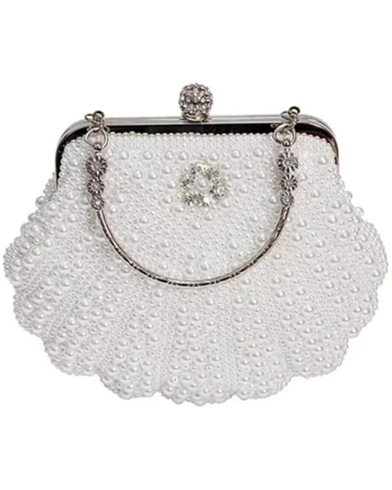 Pearl Bead Women Evening Bag Bead Rhinestone Wedding Party Clutch Purse With Chain White $19.51 Evening Bags