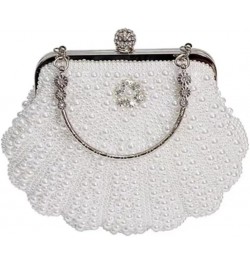 Pearl Bead Women Evening Bag Bead Rhinestone Wedding Party Clutch Purse With Chain White $19.51 Evening Bags