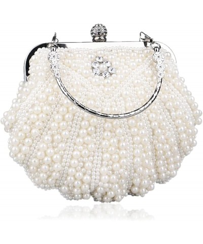 Pearl Bead Women Evening Bag Bead Rhinestone Wedding Party Clutch Purse With Chain White $19.51 Evening Bags