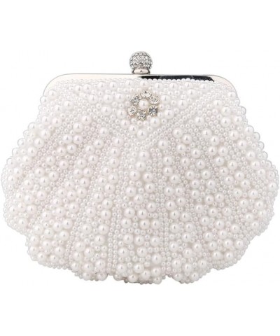 Pearl Bead Women Evening Bag Bead Rhinestone Wedding Party Clutch Purse With Chain White $19.51 Evening Bags