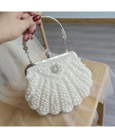 Pearl Bead Women Evening Bag Bead Rhinestone Wedding Party Clutch Purse With Chain White $19.51 Evening Bags