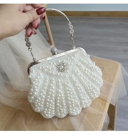 Pearl Bead Women Evening Bag Bead Rhinestone Wedding Party Clutch Purse With Chain White $19.51 Evening Bags