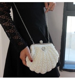 Pearl Bead Women Evening Bag Bead Rhinestone Wedding Party Clutch Purse With Chain White $19.51 Evening Bags