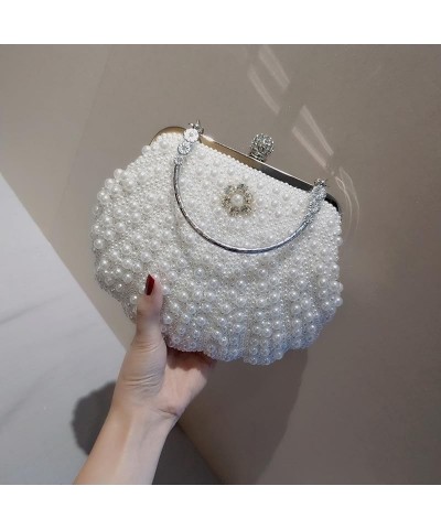 Pearl Bead Women Evening Bag Bead Rhinestone Wedding Party Clutch Purse With Chain White $19.51 Evening Bags