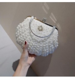 Pearl Bead Women Evening Bag Bead Rhinestone Wedding Party Clutch Purse With Chain White $19.51 Evening Bags