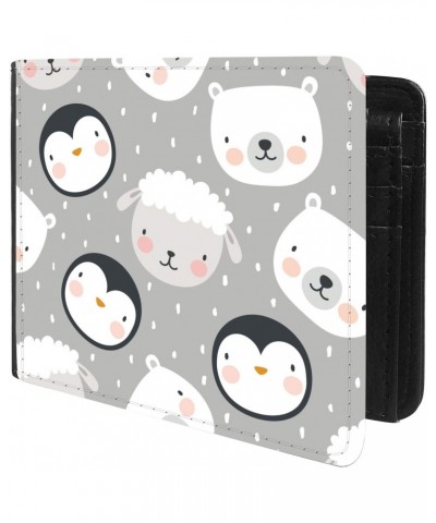 Unique Desige Pattern - Adorable Animal Pattern With Penguin Sheep and Bear, Slim Front Pocket Wallet Billfold RFID Blocking ...