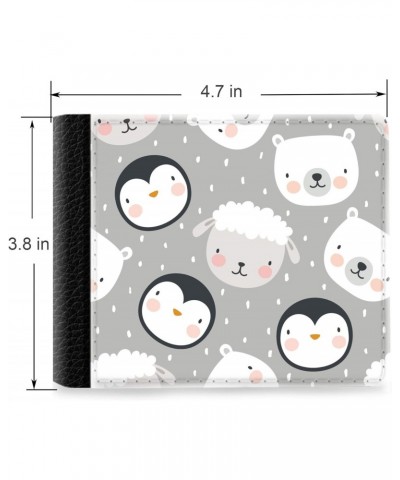 Unique Desige Pattern - Adorable Animal Pattern With Penguin Sheep and Bear, Slim Front Pocket Wallet Billfold RFID Blocking ...