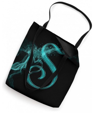 Smoke Heart Letter S Teal Fire Steam Fog Whirl Love Name Tote Bag $10.27 Totes