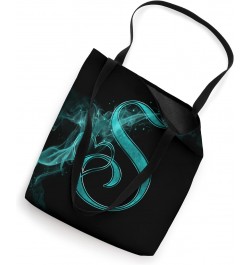 Smoke Heart Letter S Teal Fire Steam Fog Whirl Love Name Tote Bag $10.27 Totes