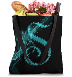 Smoke Heart Letter S Teal Fire Steam Fog Whirl Love Name Tote Bag $10.27 Totes