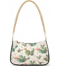 Cactus Flowers Floral Shoulder Bag for Women Shoulder Handbags with Zipper Closure Small Clutch Purses Crossbody Bags for Wom...