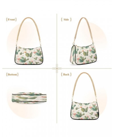 Cactus Flowers Floral Shoulder Bag for Women Shoulder Handbags with Zipper Closure Small Clutch Purses Crossbody Bags for Wom...