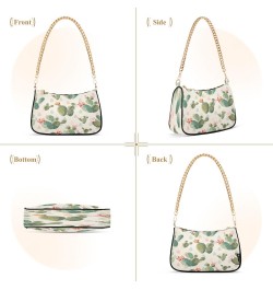 Cactus Flowers Floral Shoulder Bag for Women Shoulder Handbags with Zipper Closure Small Clutch Purses Crossbody Bags for Wom...