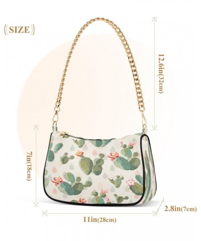 Cactus Flowers Floral Shoulder Bag for Women Shoulder Handbags with Zipper Closure Small Clutch Purses Crossbody Bags for Wom...