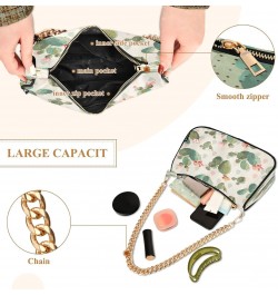 Cactus Flowers Floral Shoulder Bag for Women Shoulder Handbags with Zipper Closure Small Clutch Purses Crossbody Bags for Wom...