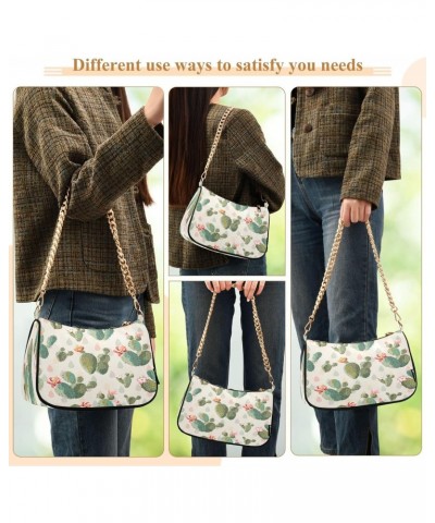 Cactus Flowers Floral Shoulder Bag for Women Shoulder Handbags with Zipper Closure Small Clutch Purses Crossbody Bags for Wom...