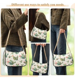 Cactus Flowers Floral Shoulder Bag for Women Shoulder Handbags with Zipper Closure Small Clutch Purses Crossbody Bags for Wom...