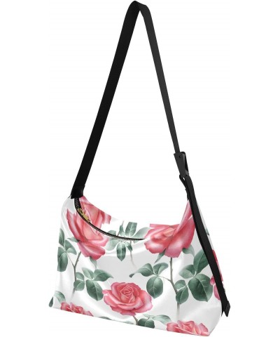 Roses Flowers Hobo Shoulder Bag for Women Men PU Leather Crossbody Bag Slouchy Tote Handbags for Traveling Shopping Working $...