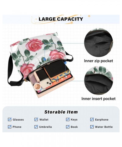 Roses Flowers Hobo Shoulder Bag for Women Men PU Leather Crossbody Bag Slouchy Tote Handbags for Traveling Shopping Working $...