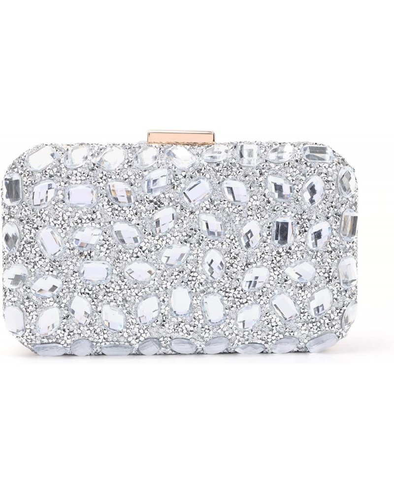 Clutch Purses For Women Crystal Evening Bag Gemstone Handbag Formal Rhinestone Purse For Wedding Party Silver $14.99 Evening ...