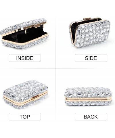 Clutch Purses For Women Crystal Evening Bag Gemstone Handbag Formal Rhinestone Purse For Wedding Party Silver $14.99 Evening ...