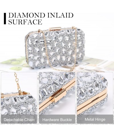 Clutch Purses For Women Crystal Evening Bag Gemstone Handbag Formal Rhinestone Purse For Wedding Party Silver $14.99 Evening ...