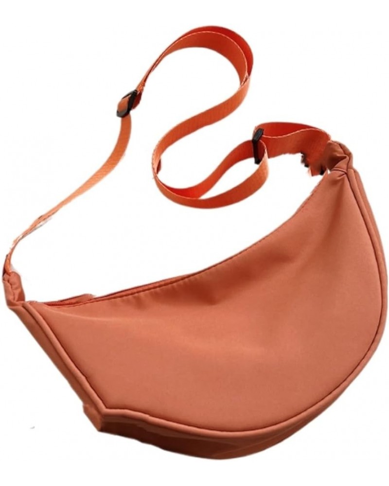 Nylon Crossbody Bag Women's 2023 Dumpling Bag Lightweight Small Shoulder Bag Underarm Bag Simple Canvas Bag Orange $10.71 Sho...