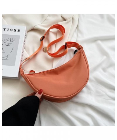 Nylon Crossbody Bag Women's 2023 Dumpling Bag Lightweight Small Shoulder Bag Underarm Bag Simple Canvas Bag Orange $10.71 Sho...