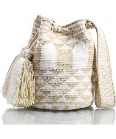 Designer Collection, Handwoven Hobo Bucket Bag in Wayuu Crochet Juba Pattern $54.83 Crossbody Bags