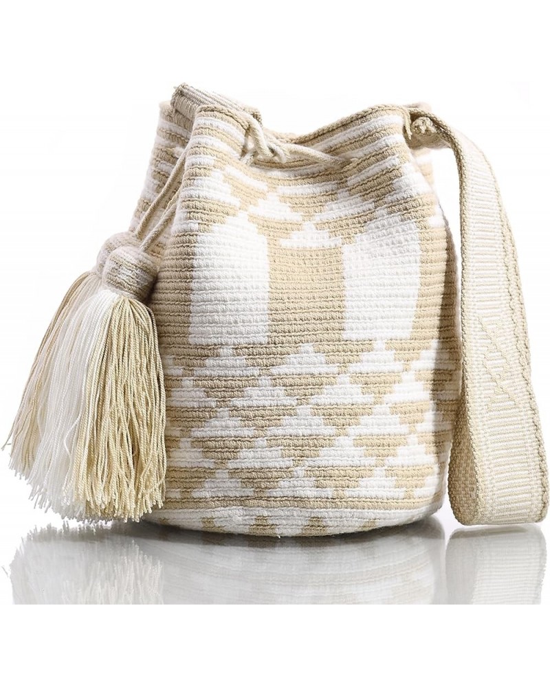 Designer Collection, Handwoven Hobo Bucket Bag in Wayuu Crochet Juba Pattern $54.83 Crossbody Bags