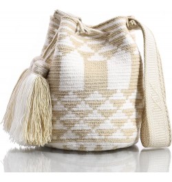 Designer Collection, Handwoven Hobo Bucket Bag in Wayuu Crochet Juba Pattern $54.83 Crossbody Bags