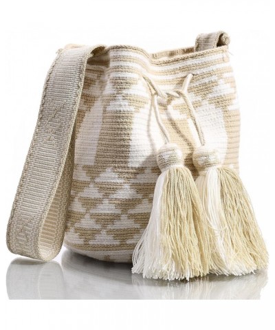 Designer Collection, Handwoven Hobo Bucket Bag in Wayuu Crochet Juba Pattern $54.83 Crossbody Bags