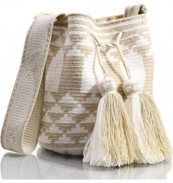 Designer Collection, Handwoven Hobo Bucket Bag in Wayuu Crochet Juba Pattern $54.83 Crossbody Bags