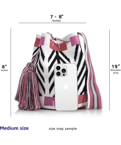 Designer Collection, Handwoven Hobo Bucket Bag in Wayuu Crochet Juba Pattern $54.83 Crossbody Bags