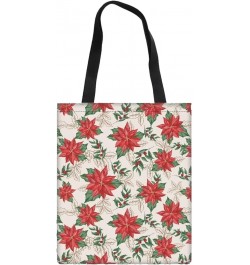 Christmas Tree and Music Graphic Aesthetic Tote Bag for Women Canvas Shoulder Bags Handbag Tote Bag Poinsettia $8.80 Totes