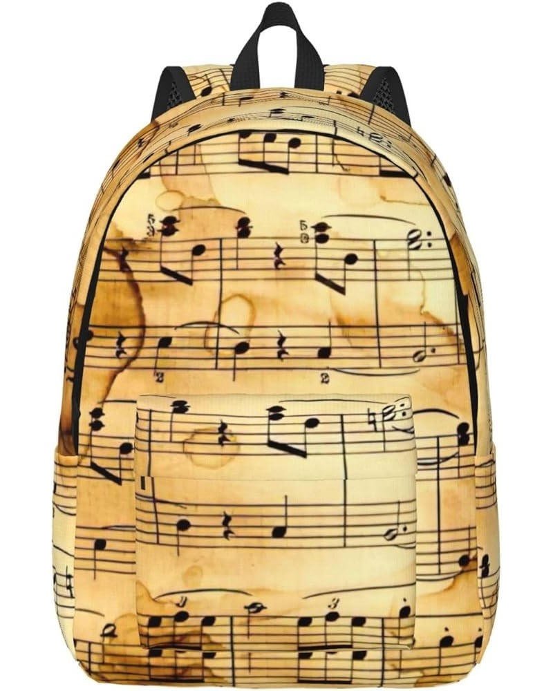 Music Note Print Print Casual Double Shoulder Daypack,Anti-Theft Travel Canvas Backpack For Men And Women Black Small $23.05 ...