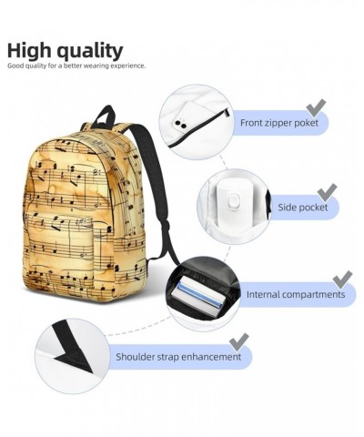 Music Note Print Print Casual Double Shoulder Daypack,Anti-Theft Travel Canvas Backpack For Men And Women Black Small $23.05 ...